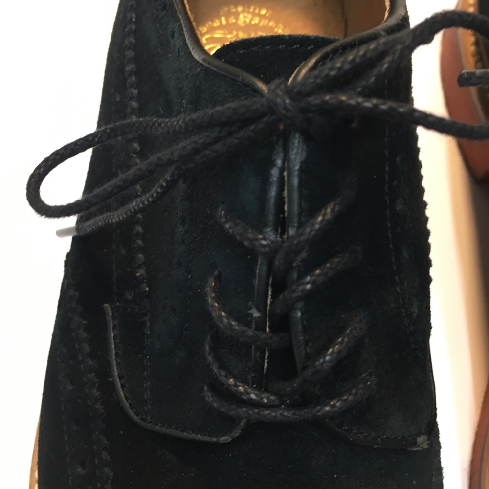 J Crew Kenton Suede Wing Tips Oxford Shoes Men's 10 Black Classic Academia - Picture 5 of 16
